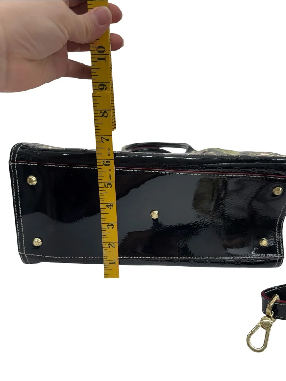 Arcadia Italian Satchel Black Patent & Python Accents Leather
